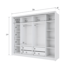 White Mirrored Folding Sliding Door Wardrobe 255cm – DUNHAM