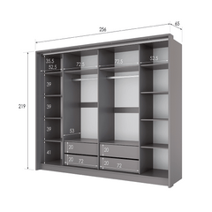 Grey Mirrored Folding Sliding Door Wardrobe 255cm – DUNHAM