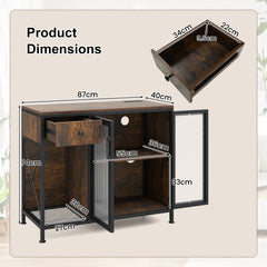 Buffet Sideboard with Power Outlets and LED Light Kitchen Storage Cabinet-Rustic Brown