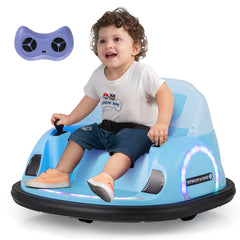 6V Kids Ride on Battery Powered Bumping Car with Flashing LED Lights-Navy