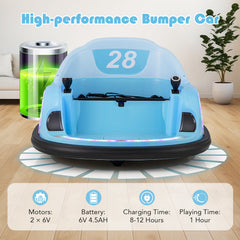 6V Kids Ride on Battery Powered Bumping Car with Flashing LED Lights-Navy