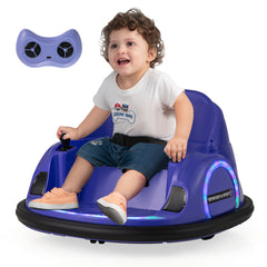 6V Kids Ride on Battery Powered Bumping Car with Flashing LED Lights-Purple