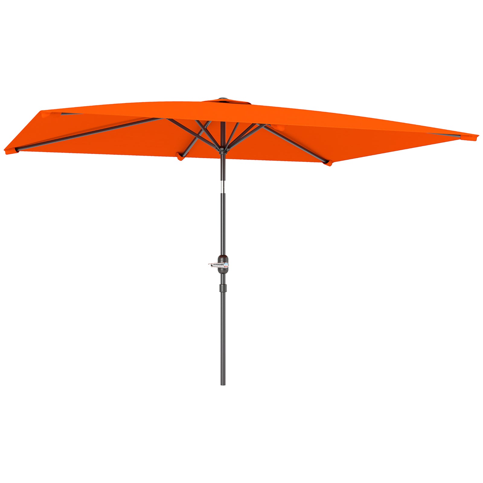 Outsunny 3x2m Garden Parasol Umbrella with Aluminium Pole, Tilt and Crank, Rectangular Outdoor Table Parasol Sun Shade for Patio, Orange