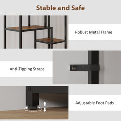 HOMCOM Seven-Tier Geometric Bookcase - Brown/Black