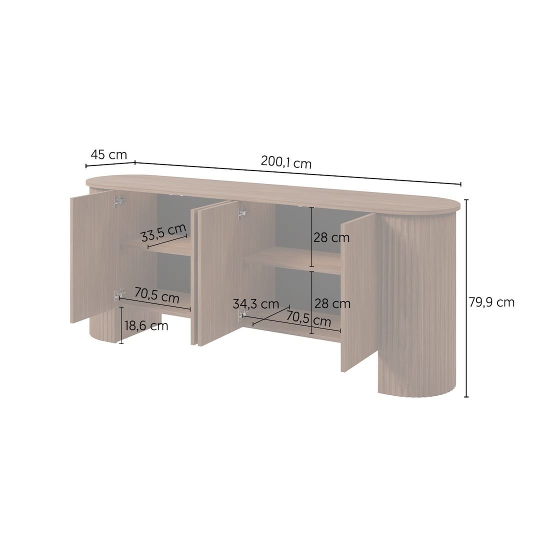Cavo Sideboard Cabinet 200cm in Oak Walnut, image 6