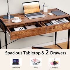 Close up of the two spacious drawers on the wooden study desk