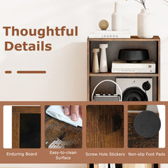 3-Cube Bookcase with 7-Position Adjustable Shelves and Anti-Toppling Kits-Rustic Brown