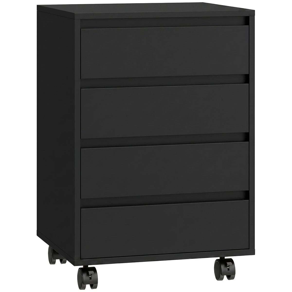 HOMCOM Four-Drawer Office Filing Cabinet, with Wheels - Black