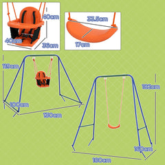 Outsunny Two-In-One Toddler Garden Swing, with Comfortable Seat, Safety Belt - Orange and Blue