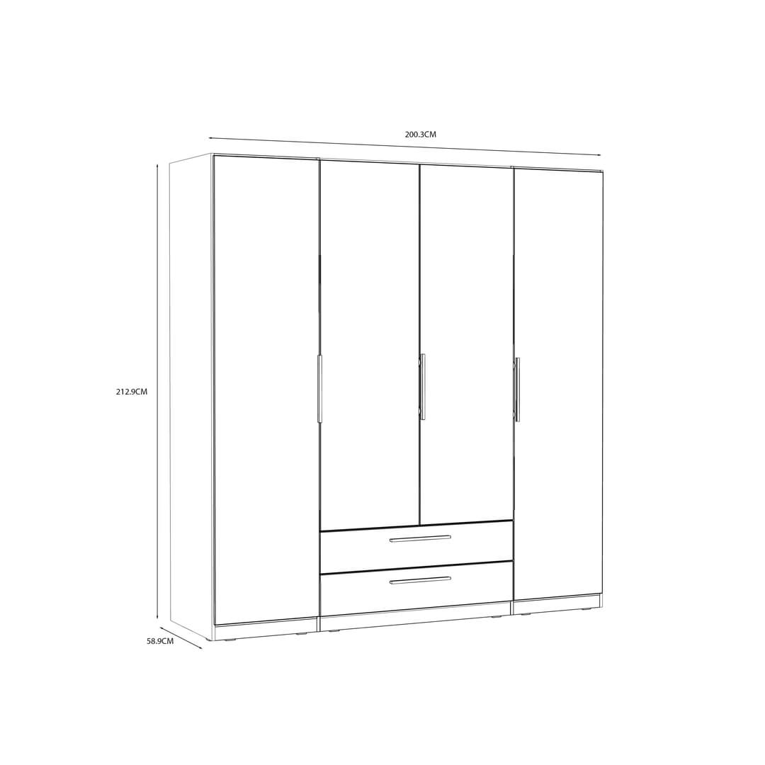 Cadixo Hinged Door Wardrobe 200cm, image 13