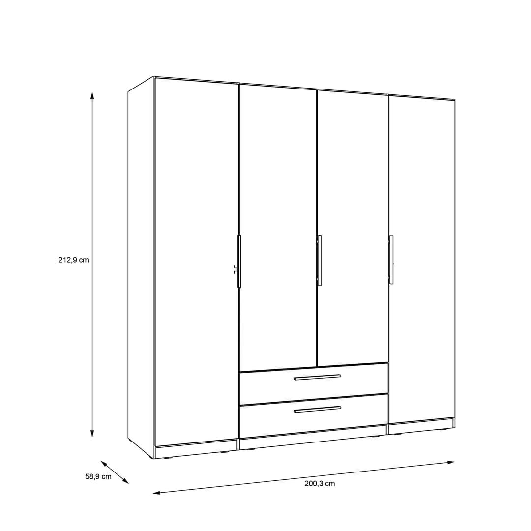 Cadixo Hinged Door Wardrobe 200cm, image 6