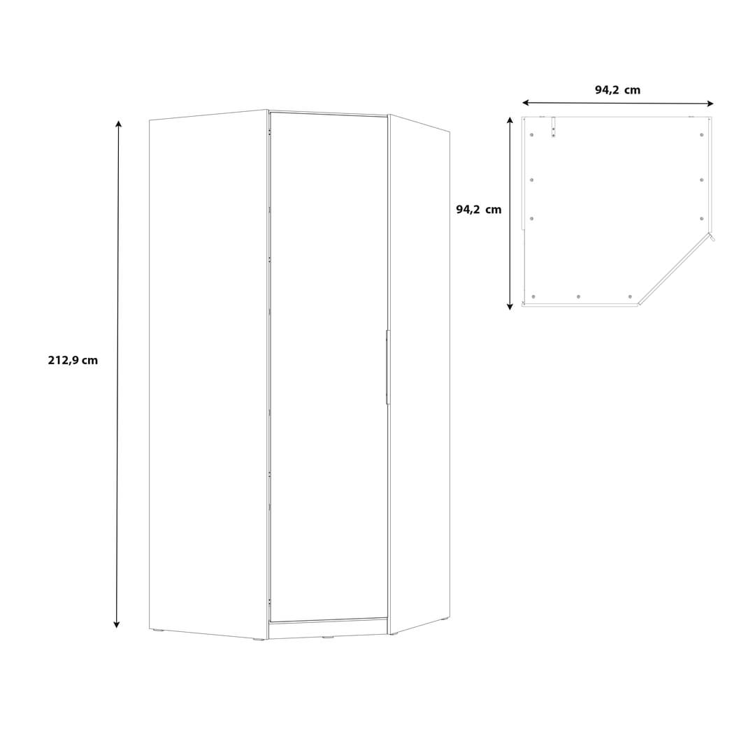 Cadixo Corner Wardrobe 94cm, image 13
