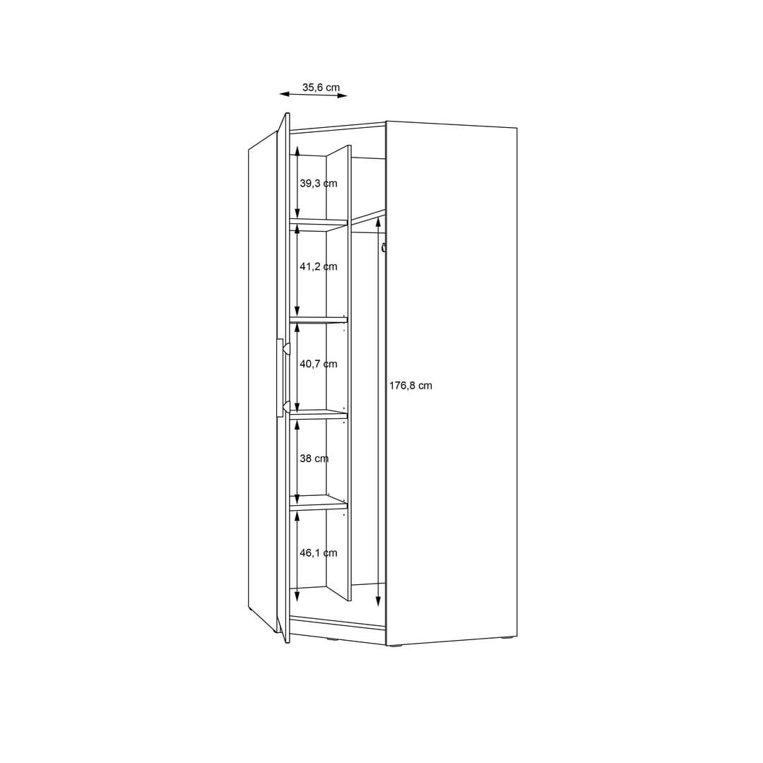 Cadixo Corner Wardrobe 94cm, image 7