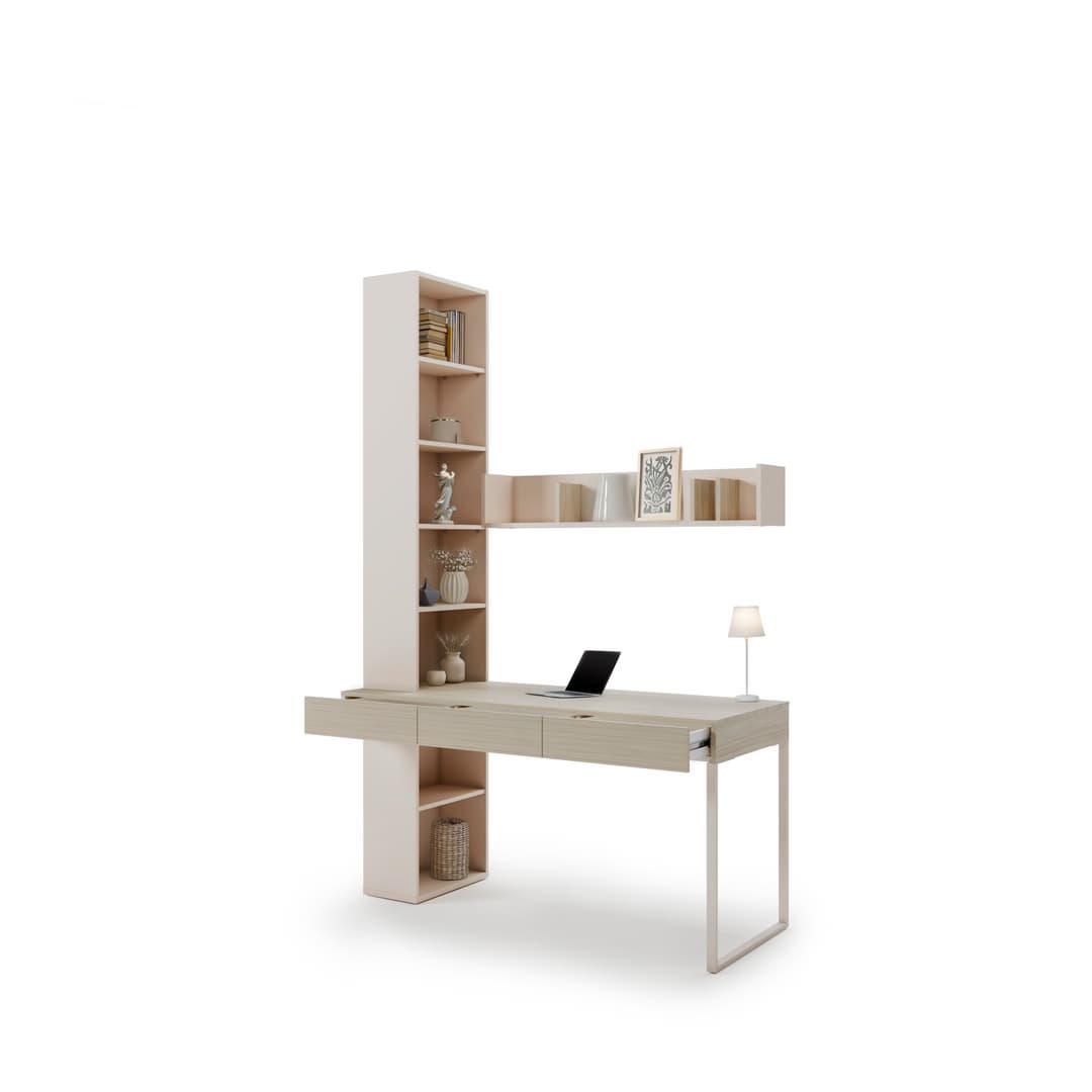 Charlie CH-28 Desk With Bookcase & Shelf 150cm in Cashmere, image 3