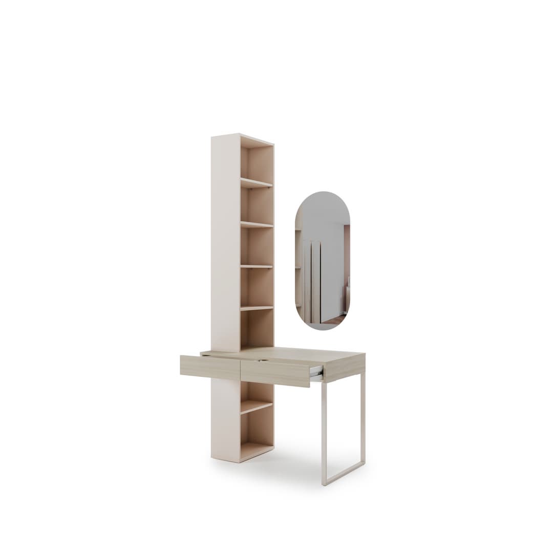 Charlie CH-32 Desk With Bookcase & Mirror 100cm in Cashmere, image 2