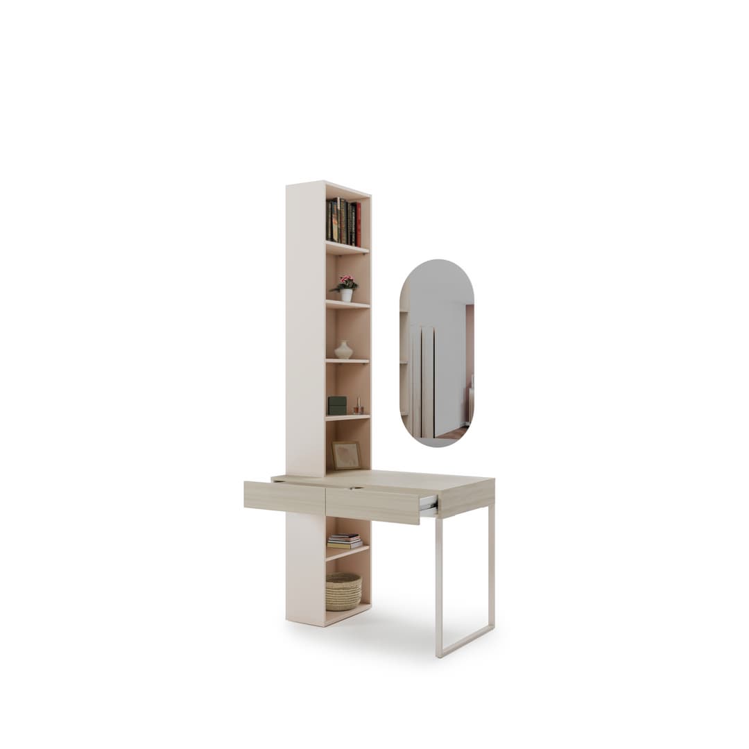 Charlie CH-32 Desk With Bookcase & Mirror 100cm in Cashmere, image 3