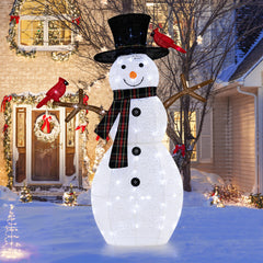127 CM Pre-Lit Snowman Ornament with Warm-White LED Lights for Holiday Winter Decor