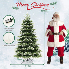 A diagram showing the dimensions of the Christmas tree and its accessories
