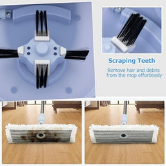 COSTWAY Spin Mop and Bucket Set with Dual Tank Design 1 Rectangular Mop and 1 Round Mop