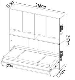 CP-06 Horizontal Wall Bed Concept Pro 90cm with Over Bed Unit