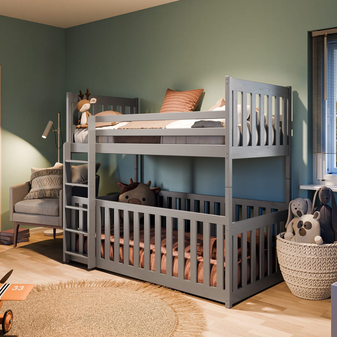 Wooden Bunk Bed Cris with Cot Bed