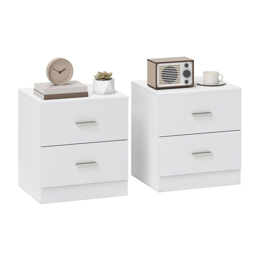 HOMCOM Set of 2 Modern Nightstands, Bedside Tables with 2 Storage Drawers, Accent End Table for Bedroom and Living Room