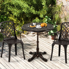 68CM Round Cast Aluminum Patio Bistro Table with Hollow Top-Copper