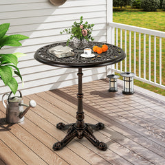 68CM Round Cast Aluminum Patio Bistro Table with Hollow Top-Copper