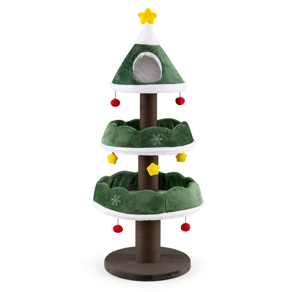 Cat Christmas Tree with Cozy Condo and Scratching Posts-Green