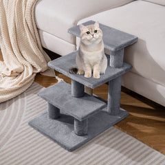 Cat Stairs 2-in-1 Cat Tree Tower Pet Steps with Sisal Scratching Post-Grey