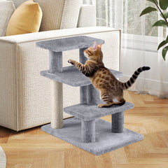 Cat Stairs 2-in-1 Cat Tree Tower Pet Steps with Sisal Scratching Post-Grey