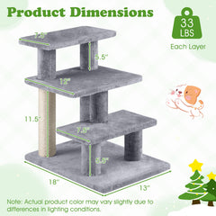 Cat Stairs 2-in-1 Cat Tree Tower Pet Steps with Sisal Scratching Post-Grey