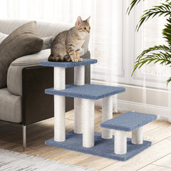 Cat Stairs 2-in-1 Cat Tree Tower Pet Steps with Sisal Scratching Posts-Grey