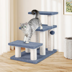 Cat Stairs 2-in-1 Cat Tree Tower Pet Steps with Sisal Scratching Posts-Grey