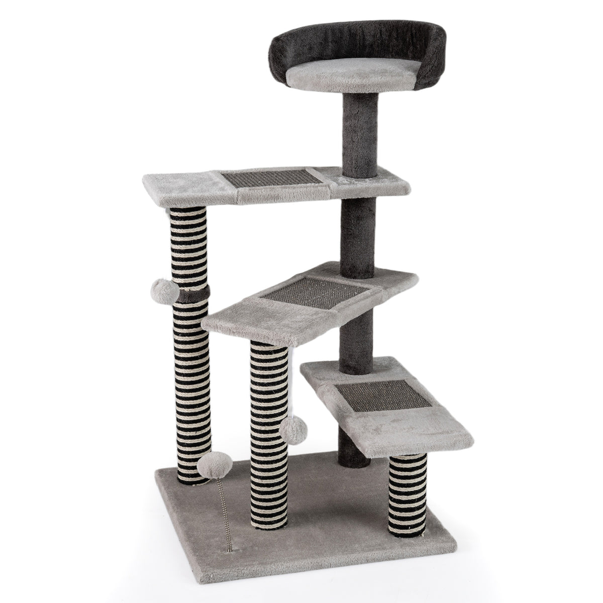 Cat Tree Kitten Tower 5-Level Cat Stairs with Sisal & Jute Scratching Posts and Mats-Grey