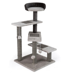 Cat Tree Kitten Tower 5-Level Cat Stairs with Sisal & Jute Scratching Posts and Mats-Grey