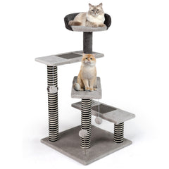 Cat Tree Kitten Tower 5-Level Cat Stairs with Sisal & Jute Scratching Posts and Mats-Grey