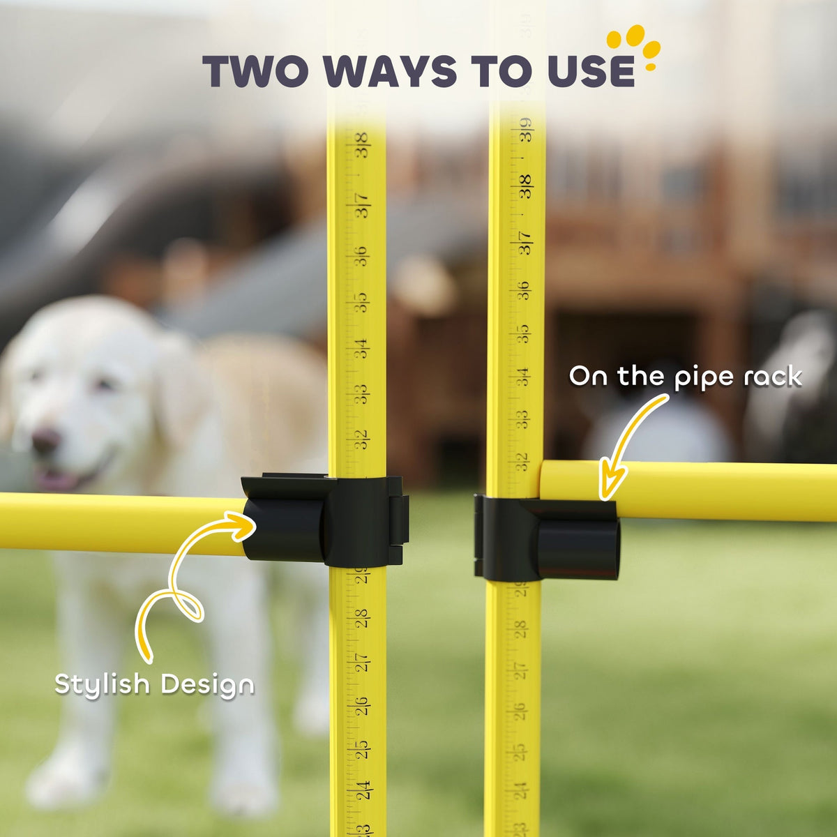 PawHut 4-piece Dog Agility Equipment with 4 Hurdles, Bag for Jump, Training, Yellow