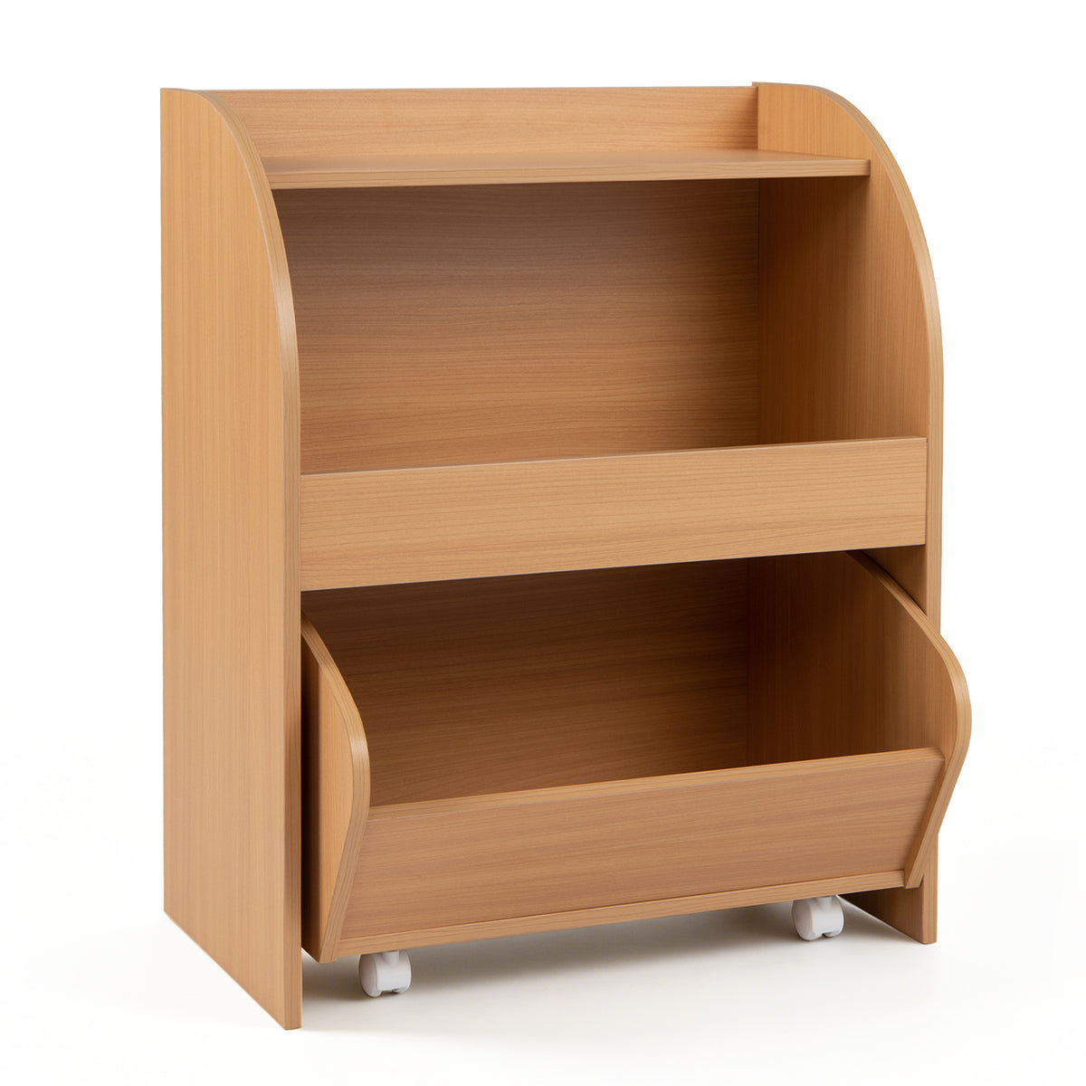 Children's Toy Storage Shelf with 2 Open Shelves and a Wheeled Drawer for Children's Bedroom-Natrual