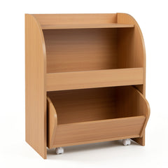 Children's Toy Storage Shelf with 2 Open Shelves and a Wheeled Drawer for Children's Bedroom-Natrual