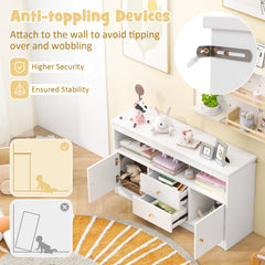 Wooden Kids Toy Children Bookshelf Storage Chest with Open Shelf-White