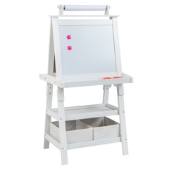 Children's Double-Sided Art Easel with Paper Roll-White