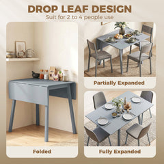 HOMCOM Solid Wood Folding Dining Table, Drop Leaf Table for 2-4 People, Rectangle Kitchen Table