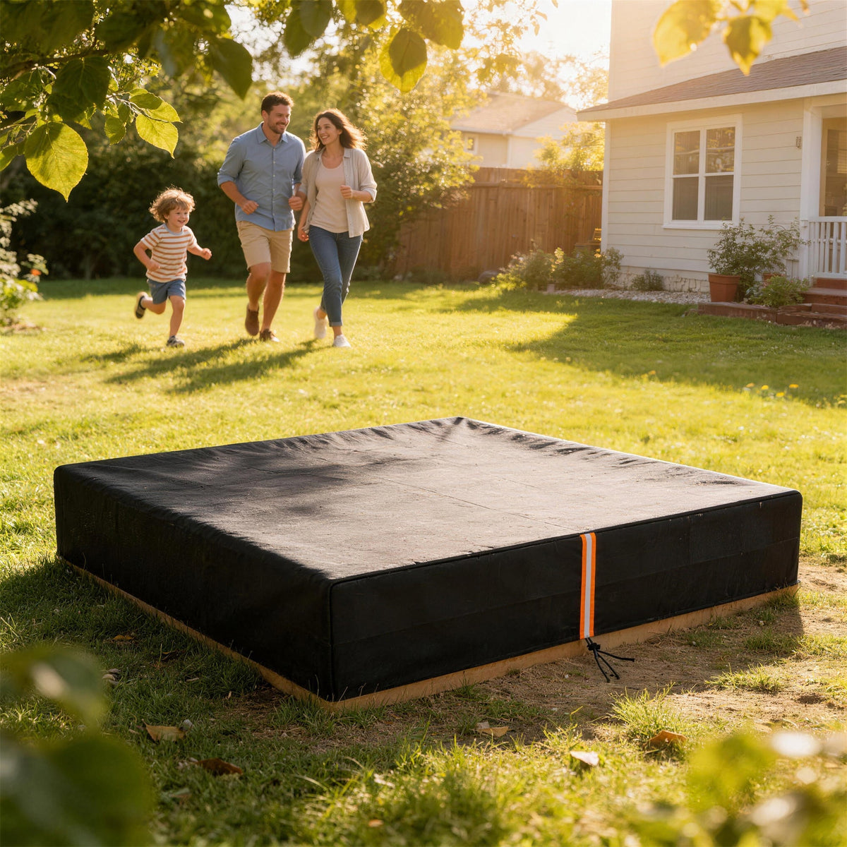 AIYAPLAY Sandbox Cover, Square Sandpit Cover Waterproof Dustproof UV Protection, Sandbox Canopy with Drawstring and Elastic Band