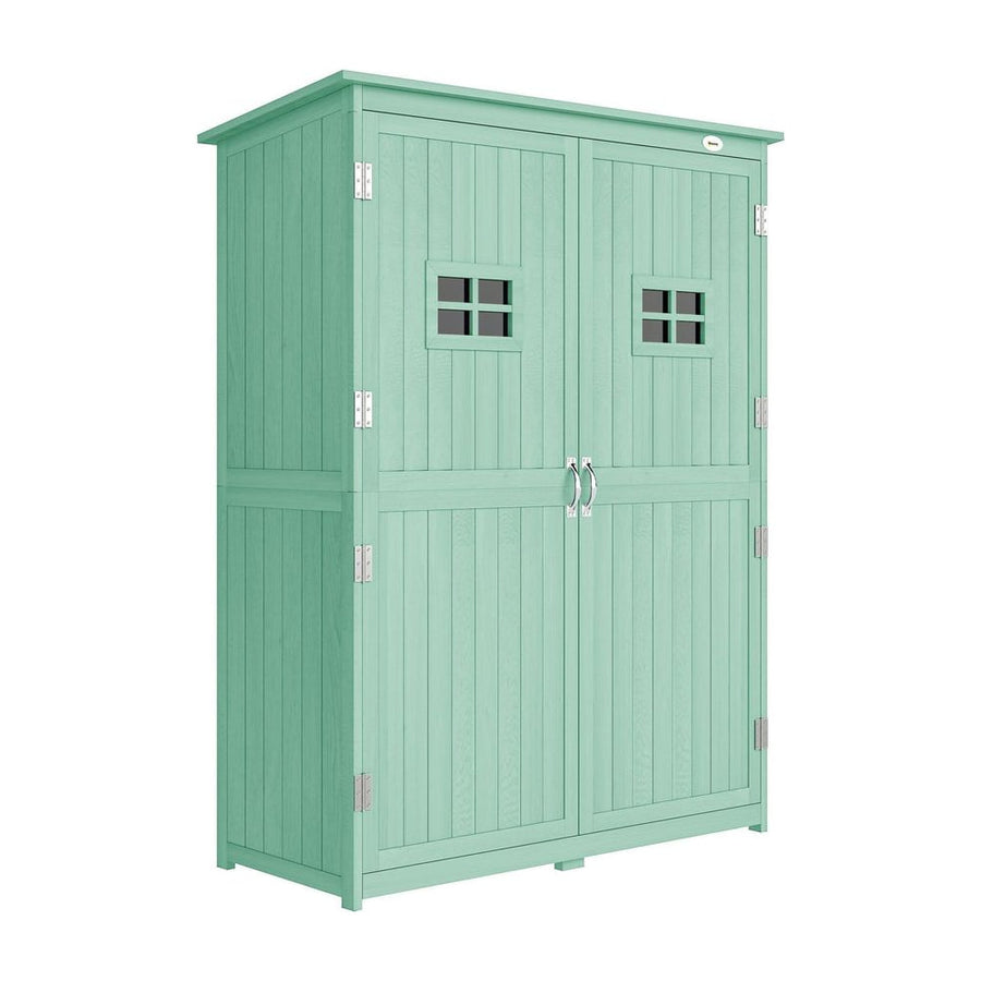Outsunny Wooden Garden Shed with Two Windows, Tool Storage Cabinet, Outdoor Double Door organiser 127.5L x 50W x 164H cm