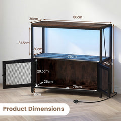 Product dimensions diagram for the rustic brown sideboards cabinet