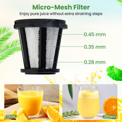 Cold Press Juicer Machine with Anti-Jam Reverse and 150W Quiet Motor-Silver