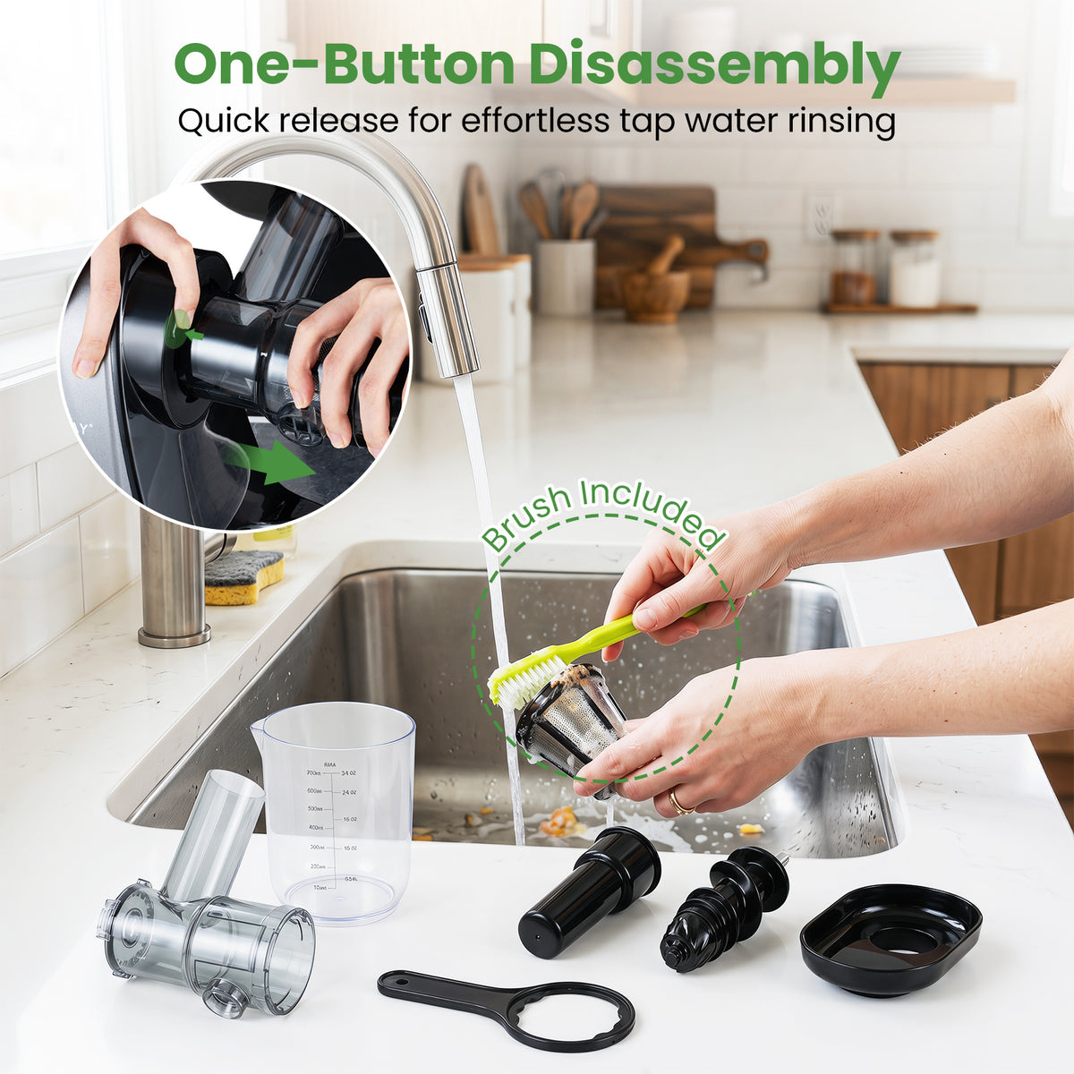 Cold Press Juicer Machine with Anti-Jam Reverse and 150W Quiet Motor-Silver