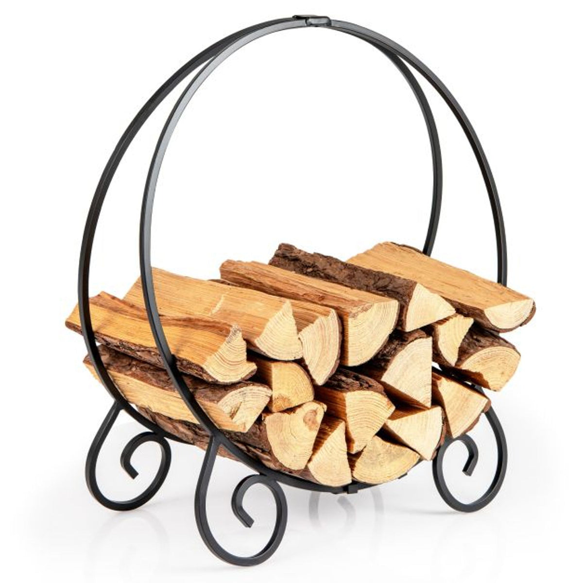 Collapsible Firewood Log Hoop and 3 Panel Fireplace Screen