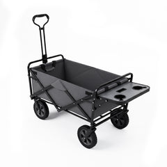 Collapsible Wagon Cart with Flexible Handle and Cup Holders-Grey
